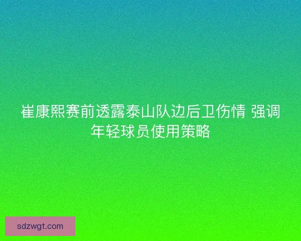 崔康熙赛前透露泰山队边后卫伤情 强调年轻球员使用策略