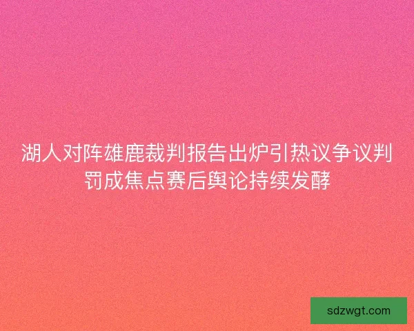 湖人对阵雄鹿裁判报告出炉引热议争议判罚成焦点赛后舆论持续发酵