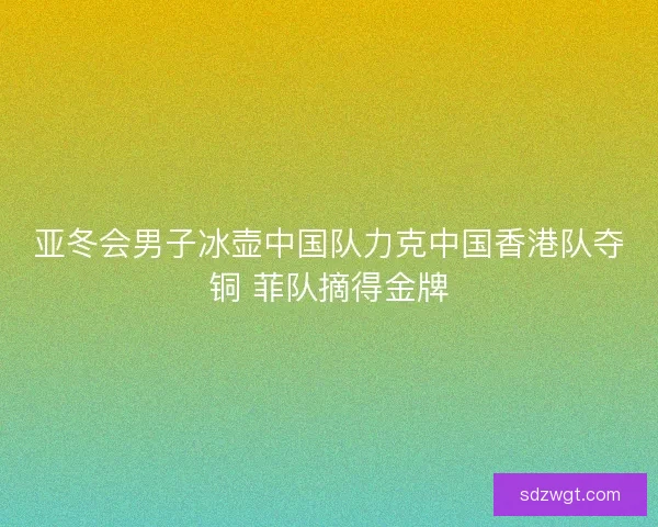 亚冬会男子冰壶中国队力克中国香港队夺铜 菲队摘得金牌