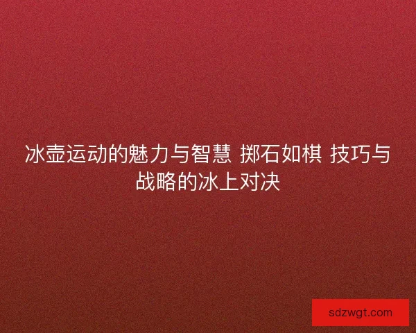 冰壶运动的魅力与智慧 掷石如棋 技巧与战略的冰上对决